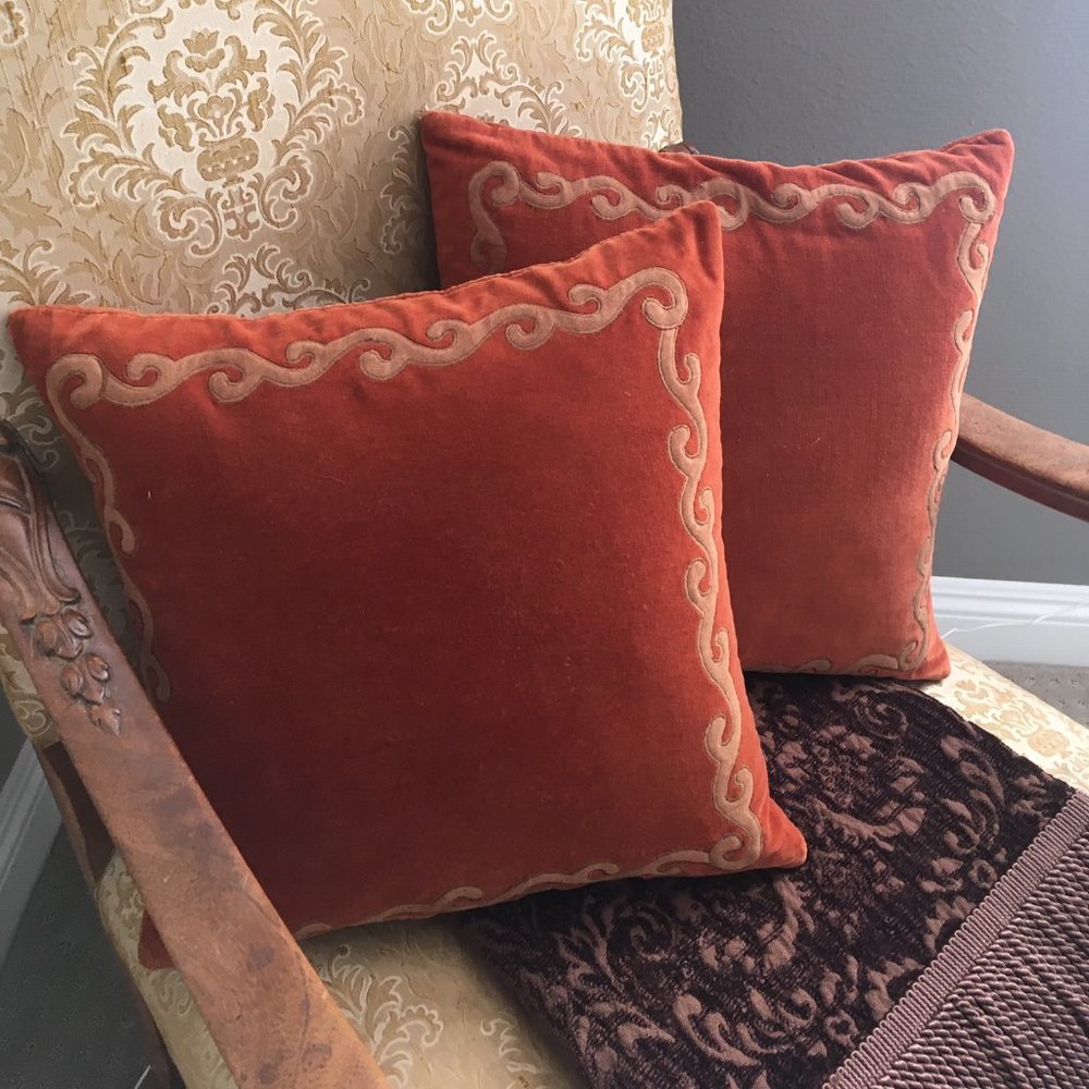 Crate & Barrel Tamara Pillows in Pumpkin